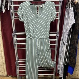 Sonoma Teal and White Chevron Jumpsuit